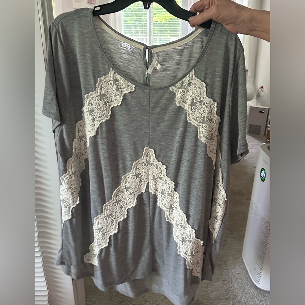 Gray Lace Top